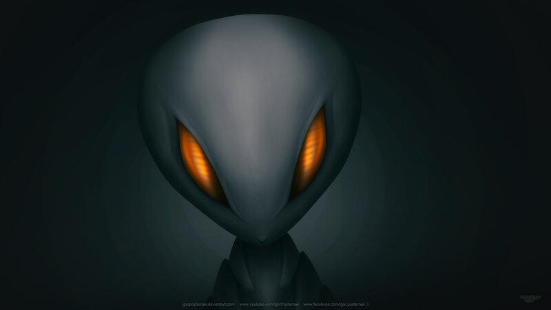 Alien with Glowing Eyes