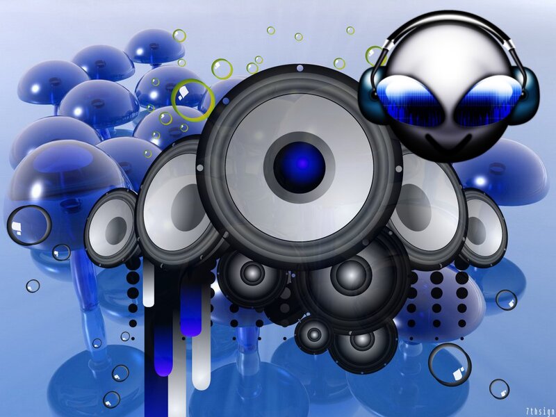 Alien with Headphones — Blue
