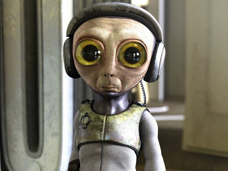 Alien with Headphones — Gray