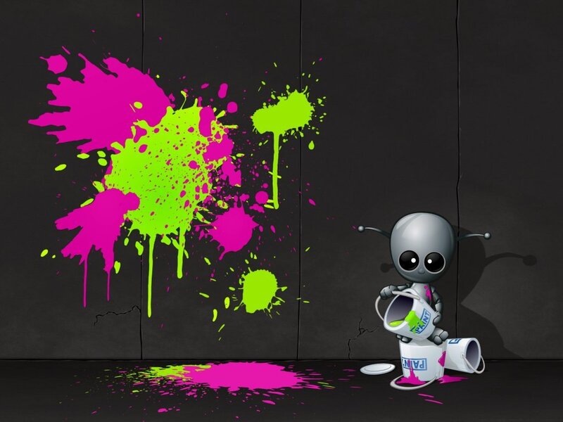 Alien with Paint Cans — Black