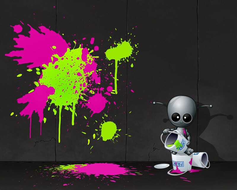 Alien with Paint Cans