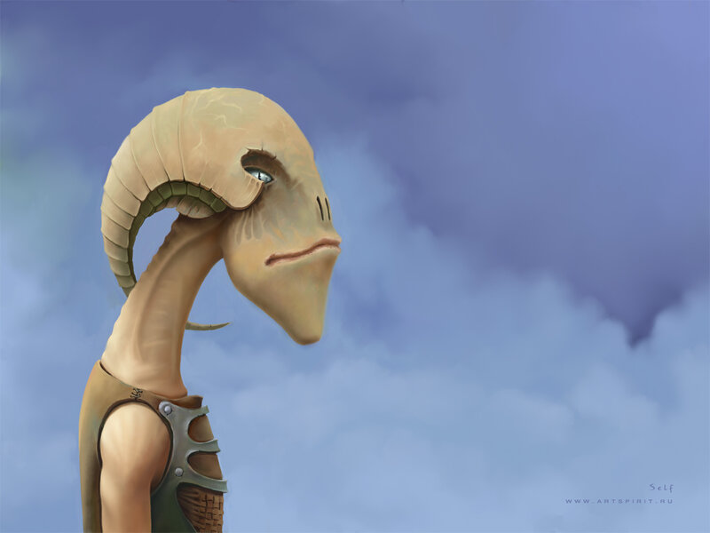 alien with ram horns