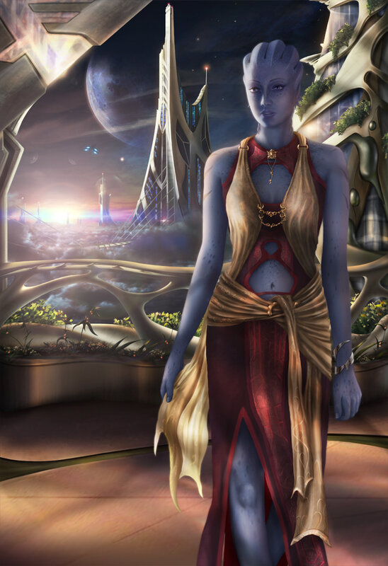 alien woman on futuristic balcony