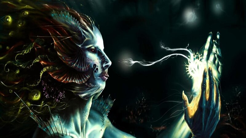 Alien Woman with Glowing Hands