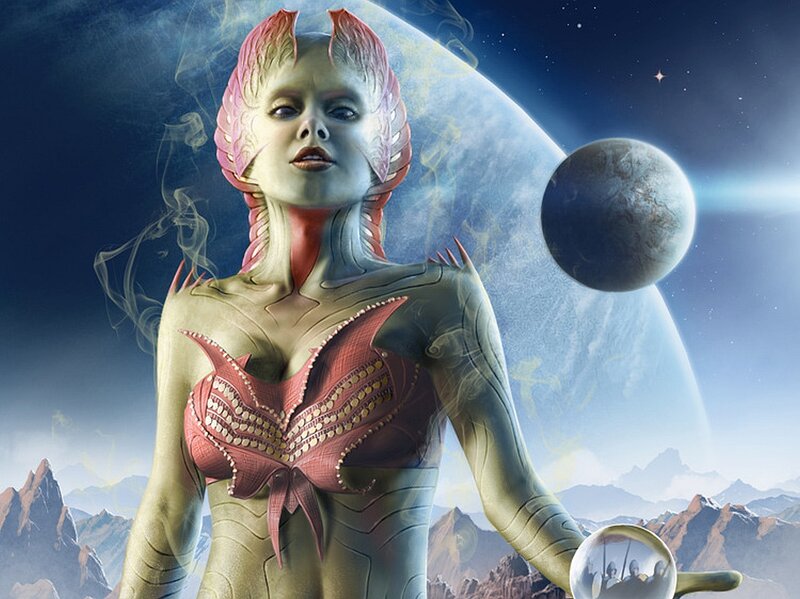 Alien Woman with Pink Head