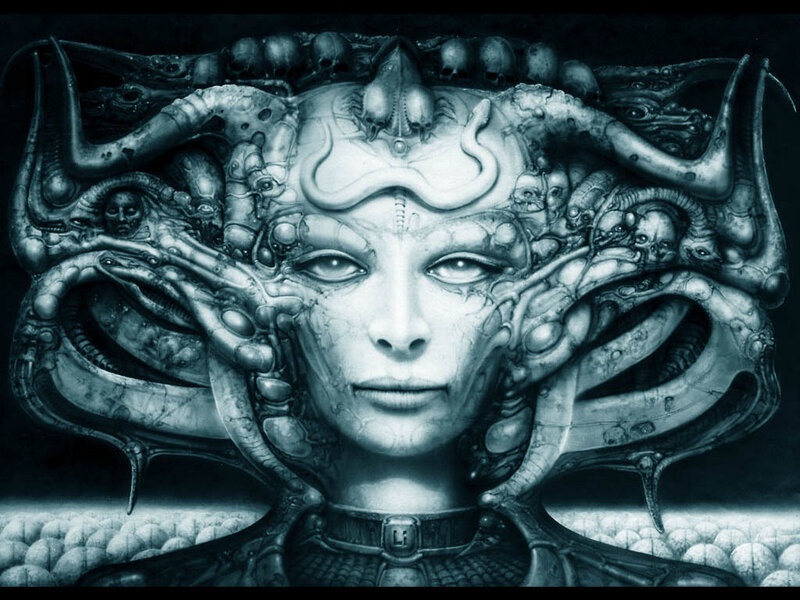 Alien Woman with Tentacles — Black, Dark