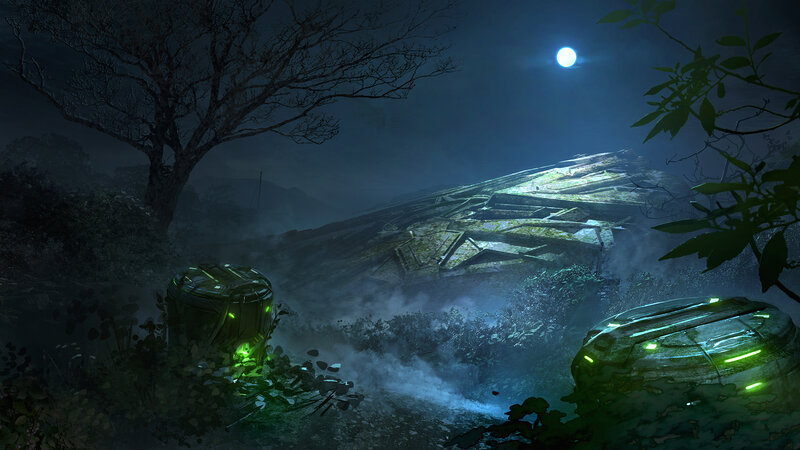 Alien Wreckage in Forest
