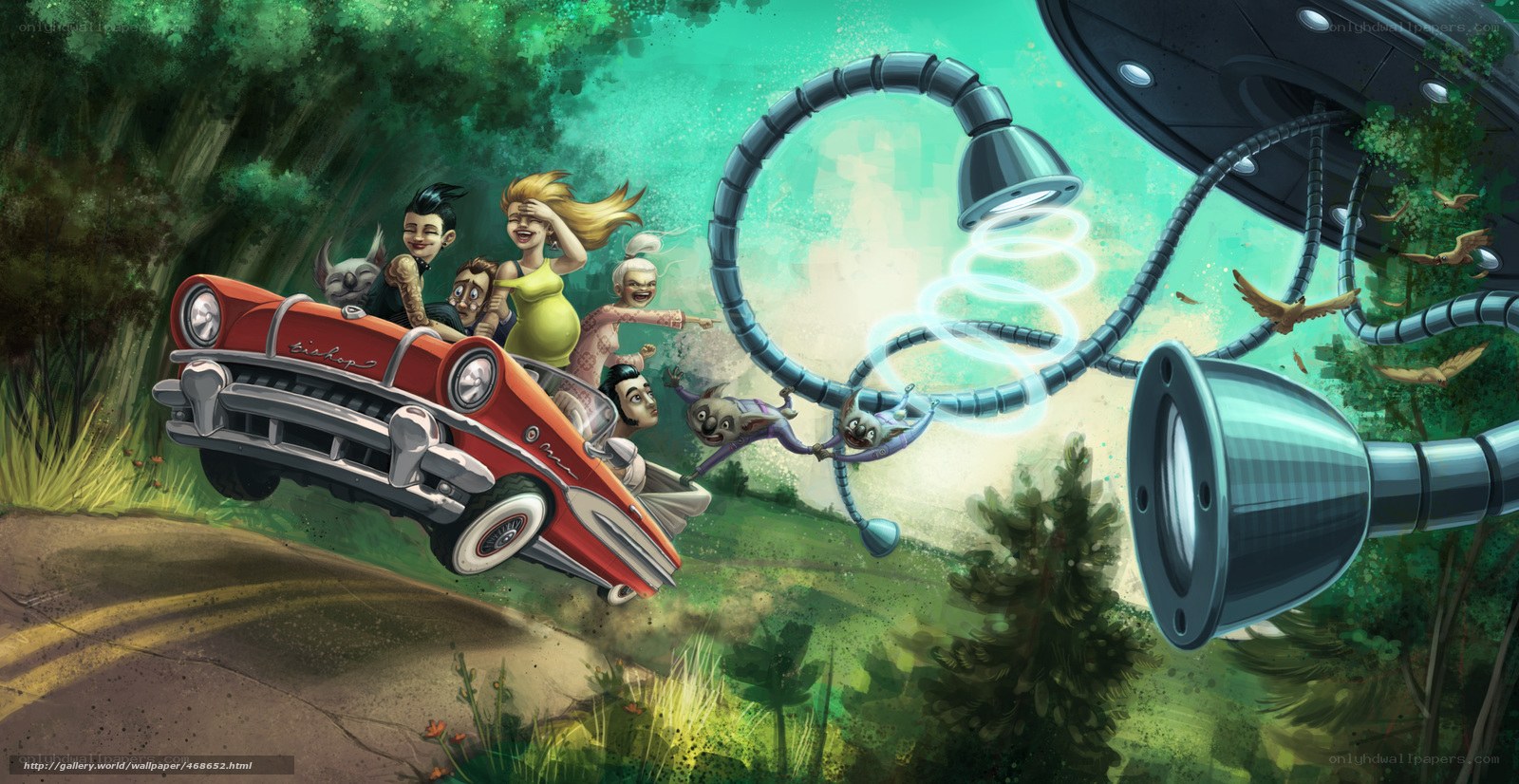 Aliens abducting a family