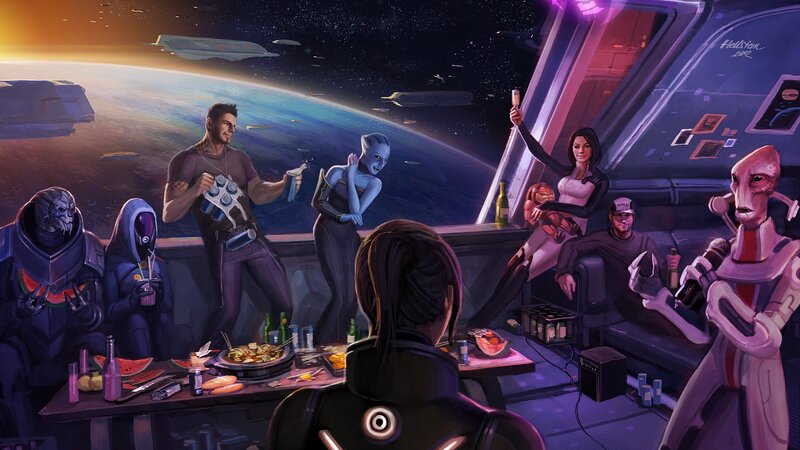 Aliens and Humans Partying
