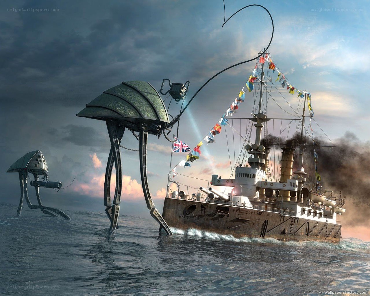 Aliens attack warship at sea