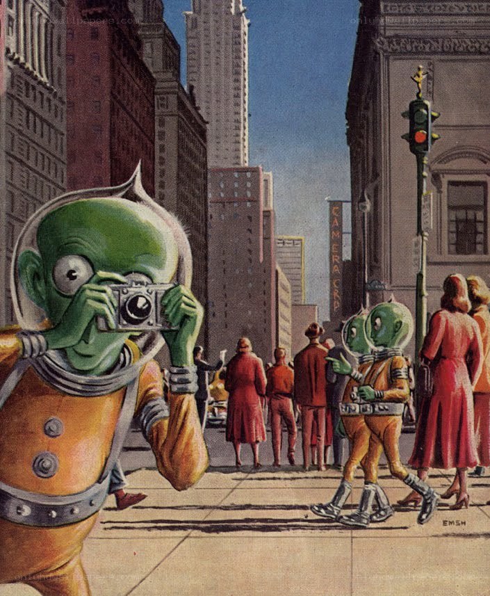aliens in a city