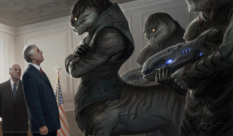 Aliens in a government office