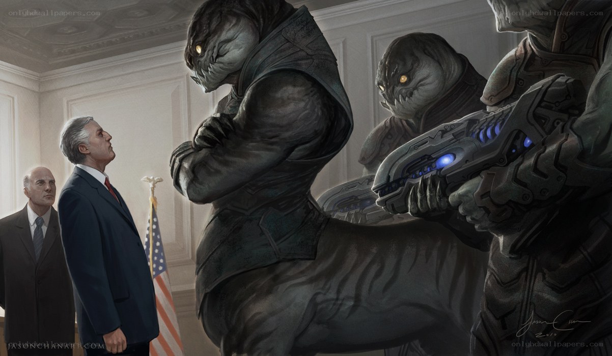 Aliens in a government office