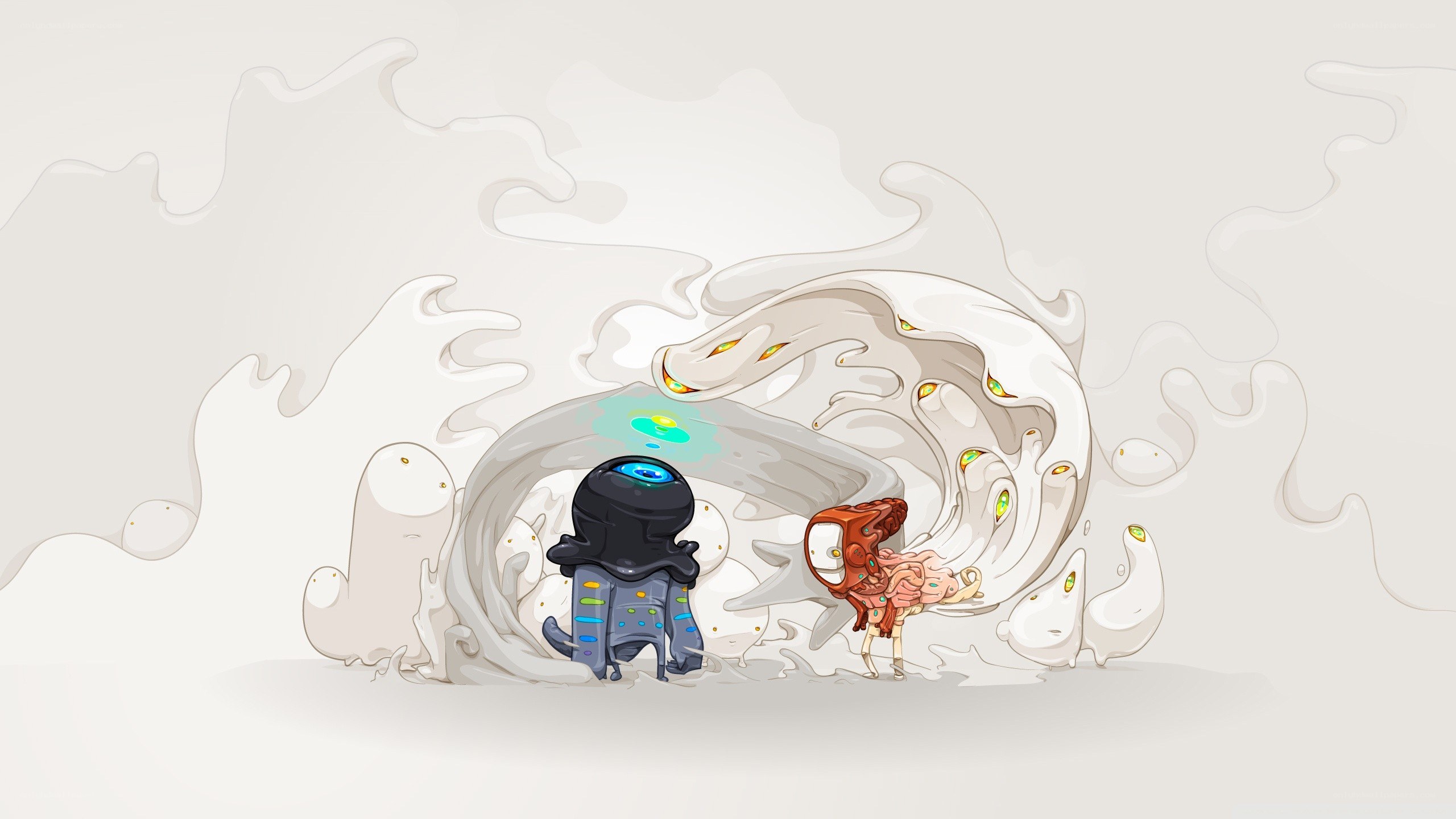 Aliens in a swirling mist
