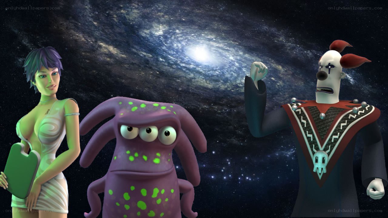 Aliens in space scene