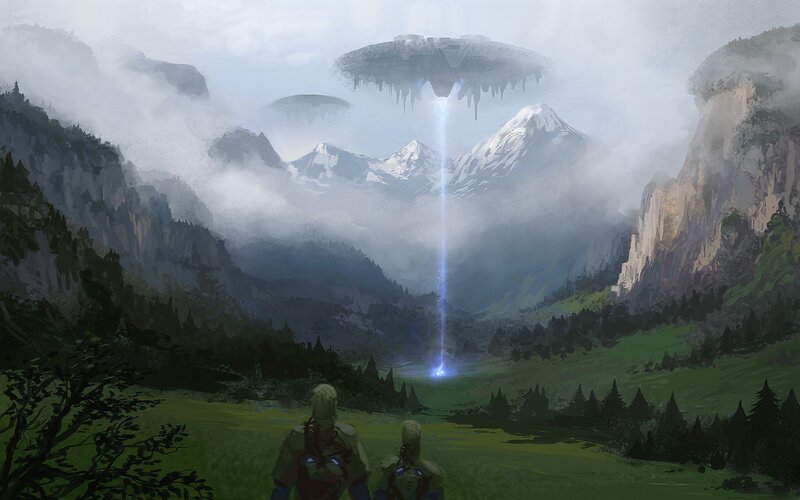 Aliens Observing Mountain