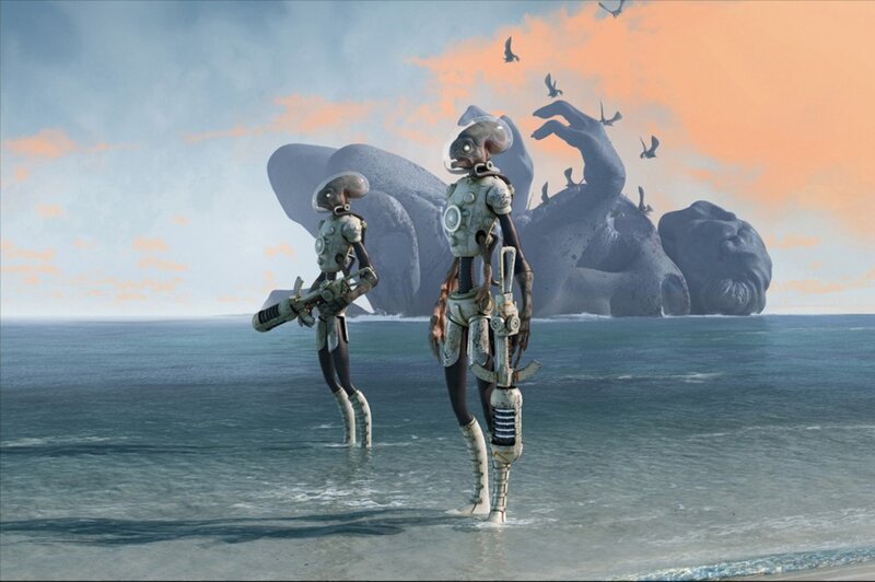 Aliens on a beach