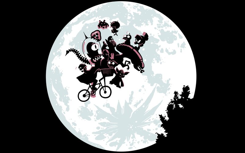 Aliens on a bicycle