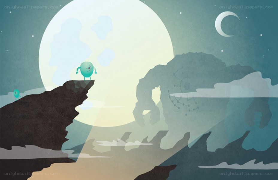 Aliens on a cliff at night
