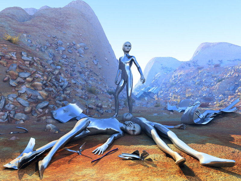 Aliens on a crashed planet