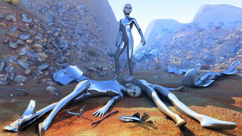 Aliens on a crashed planet