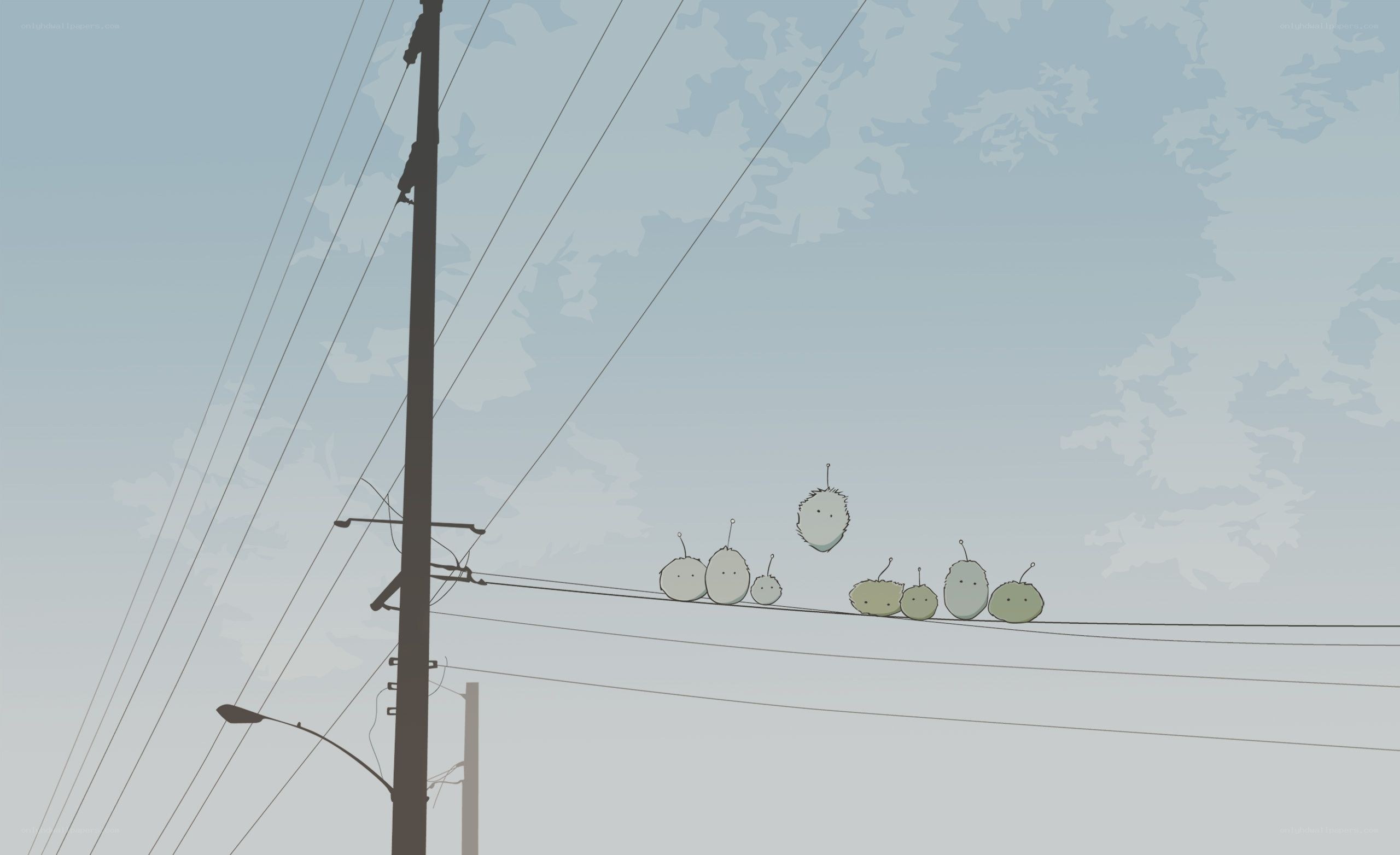 Aliens on a power line