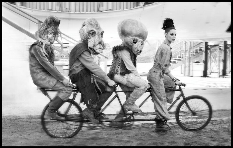 aliens on a tandem bicycle