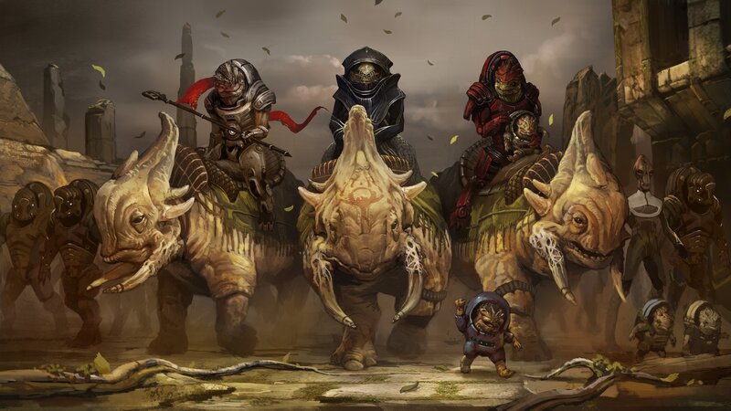 Aliens on Rhino-like Creatures