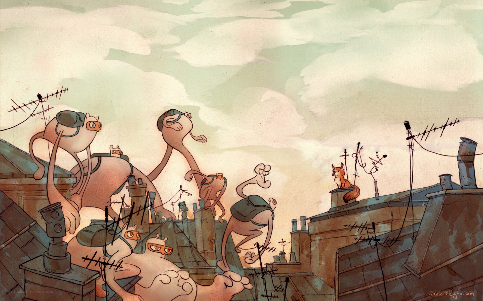 Aliens on the rooftops