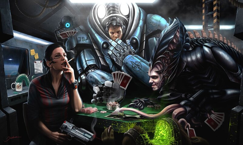 Aliens Playing Cards