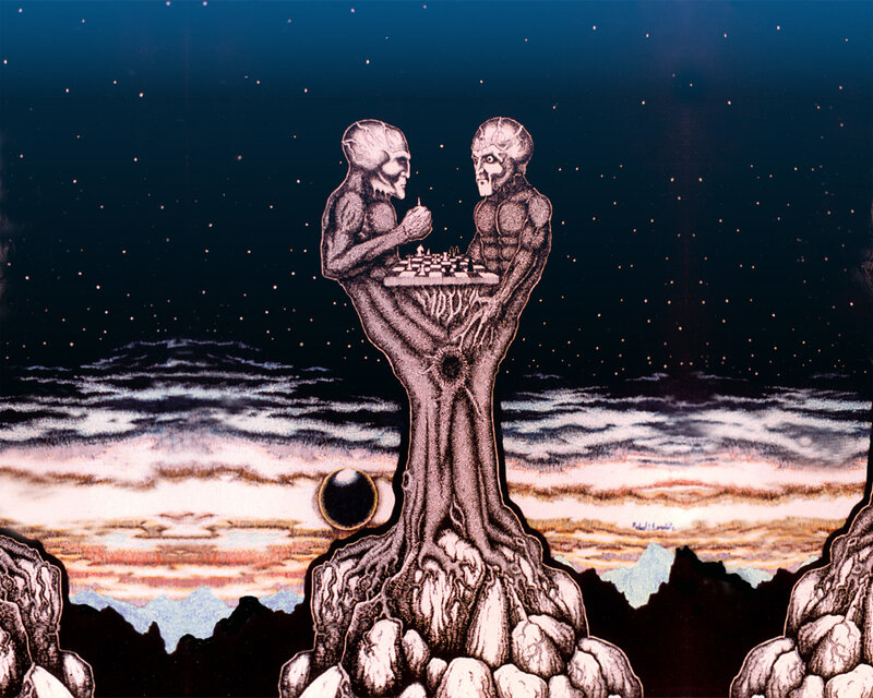 Aliens playing chess on a tree