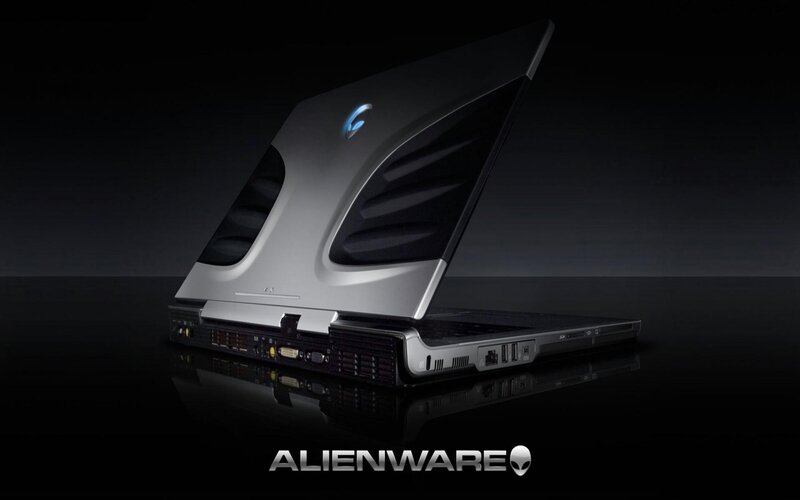 Alienware laptop on black surface
