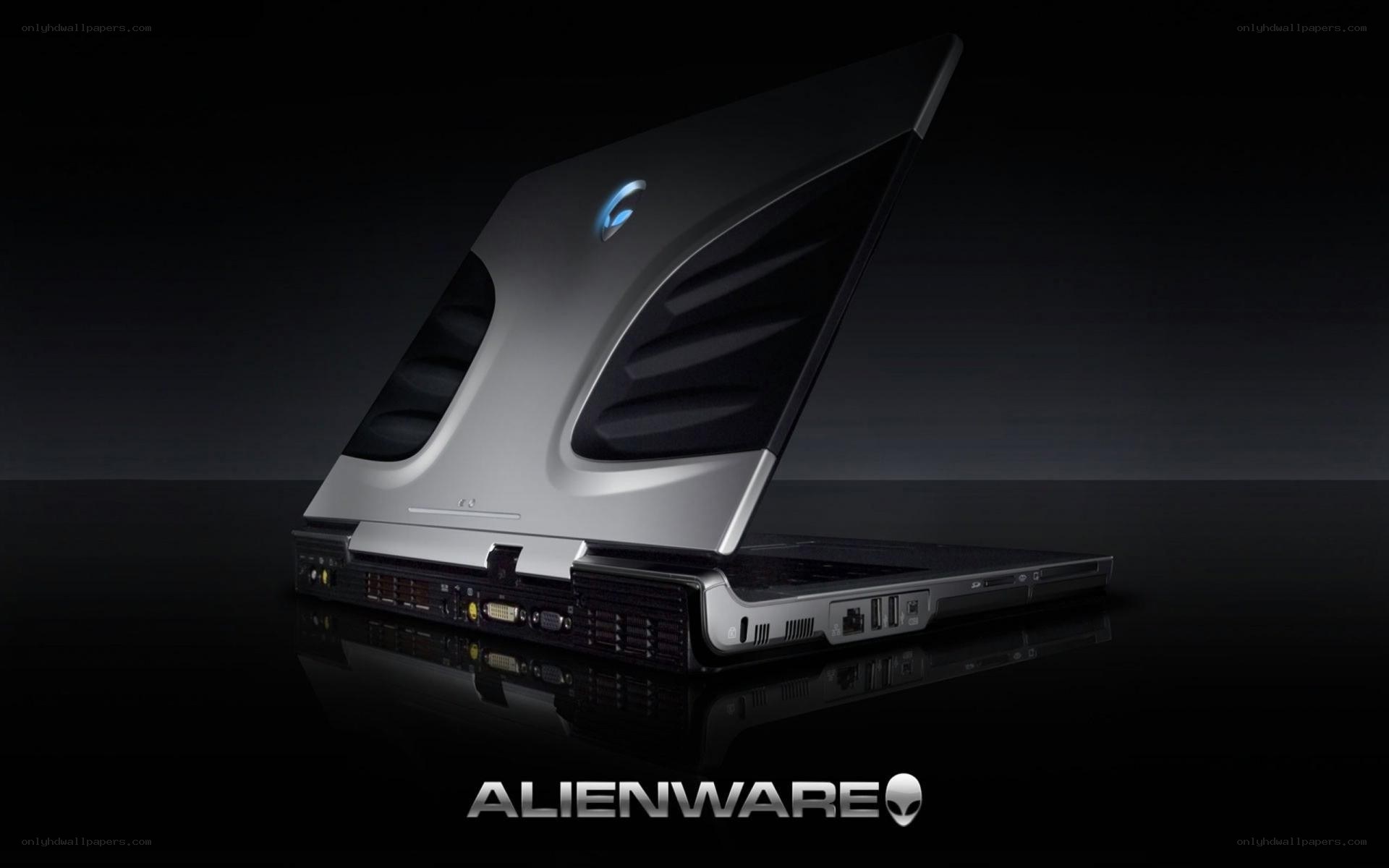 Alienware laptop on black surface