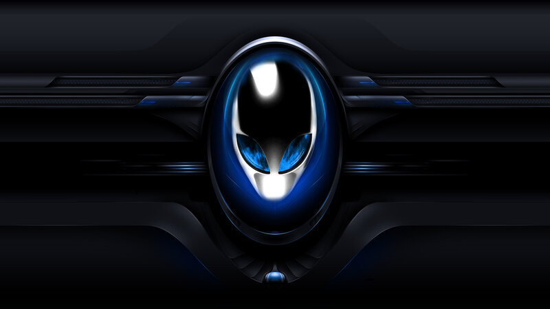 Alienware Logo — Black, Futuristic, Digital Art, Blue Light