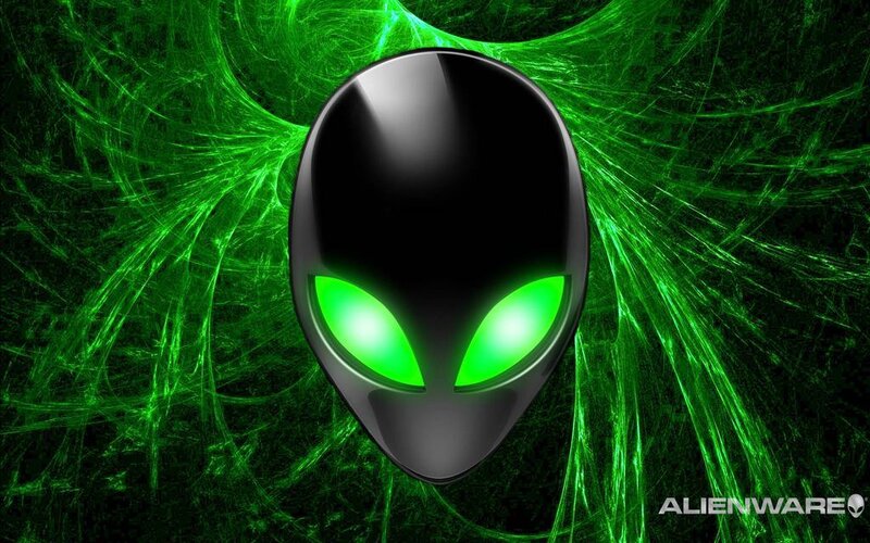 Alienware logo on green background