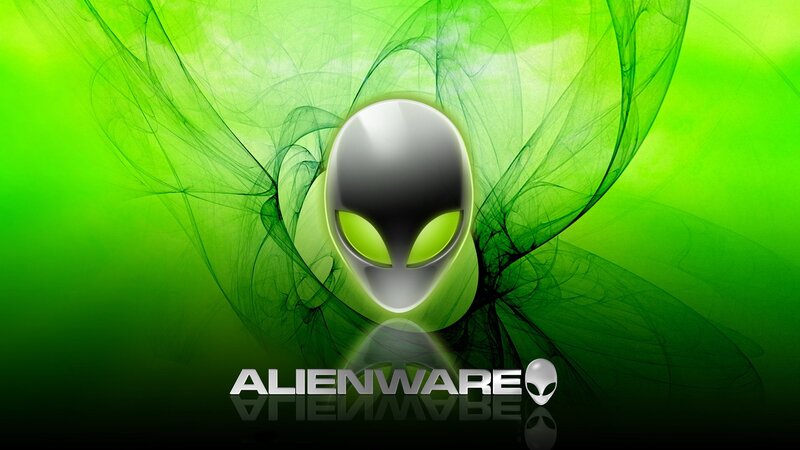 Alienware logo on green background