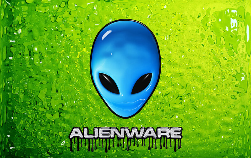 Alienware logo on green background