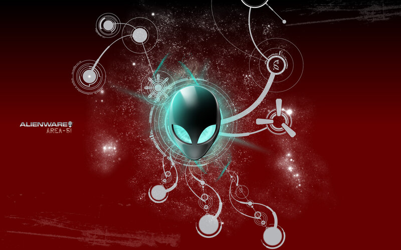 Alienware logo on red background