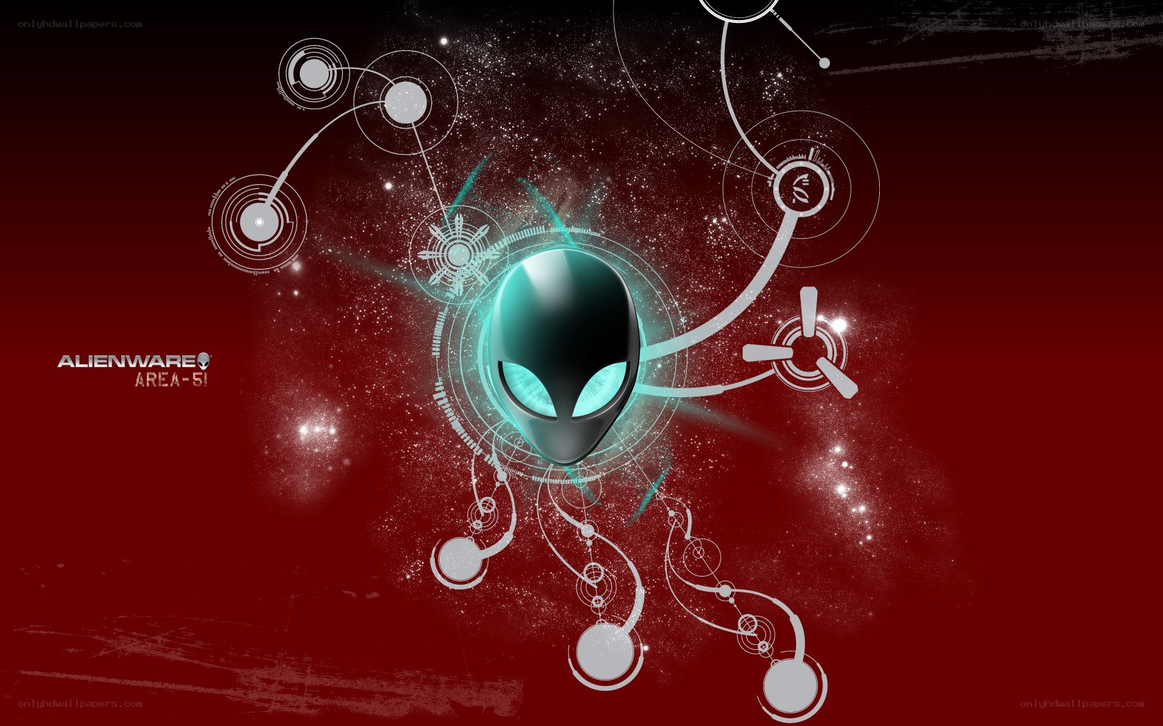 Alienware logo on red background