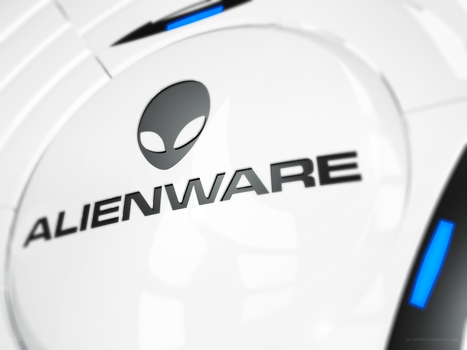 Alienware logo on white surface