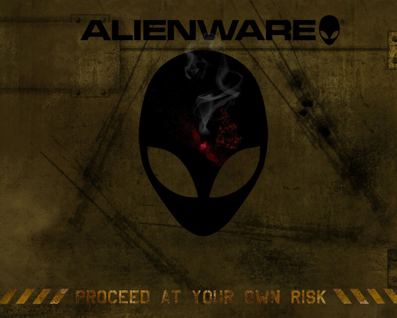 Alienware logo with warning