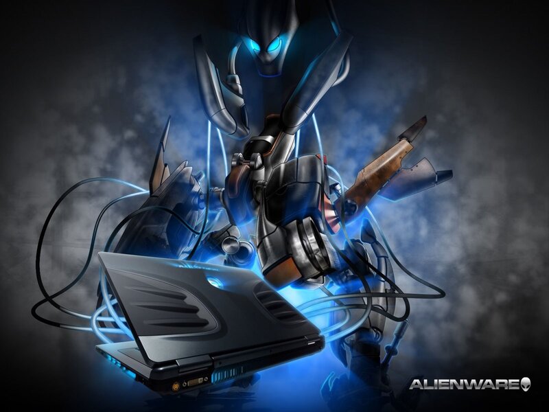 Alienware robot with laptop