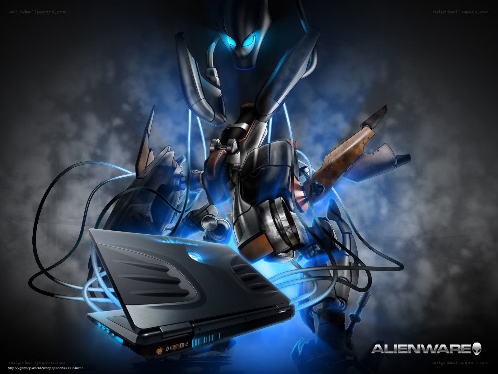 Alienware robot with laptop