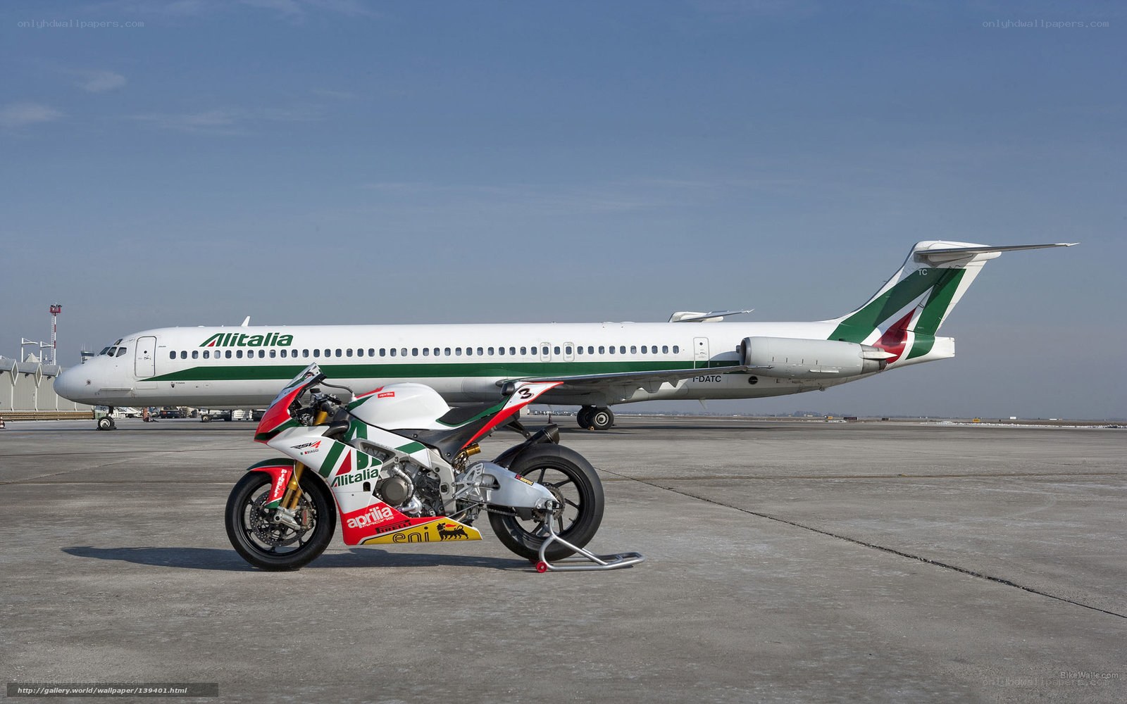 Alitalia airplane and motorcycle