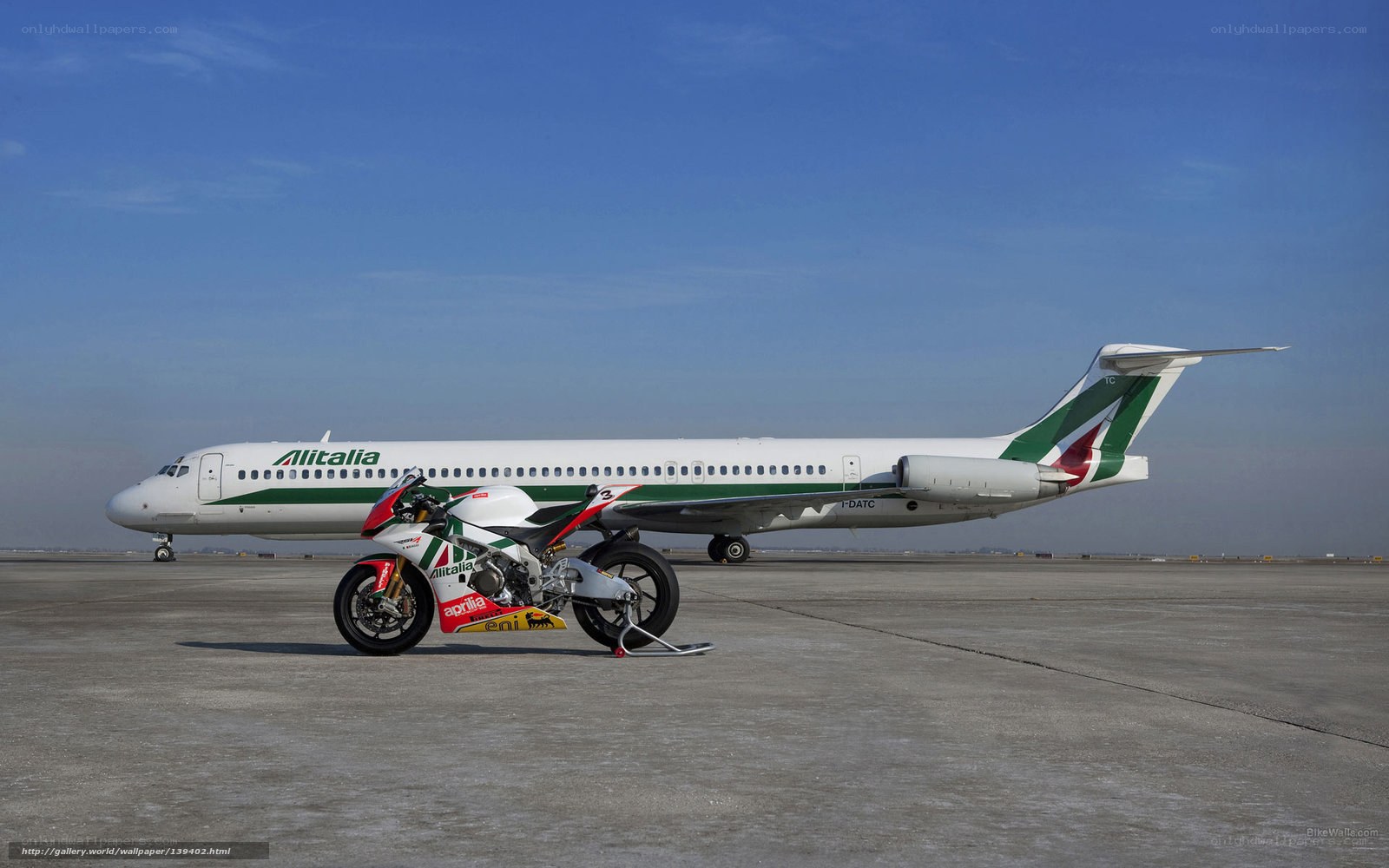 Alitalia plane and motorcycle