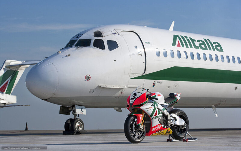 Alitalia plane and motorcycle