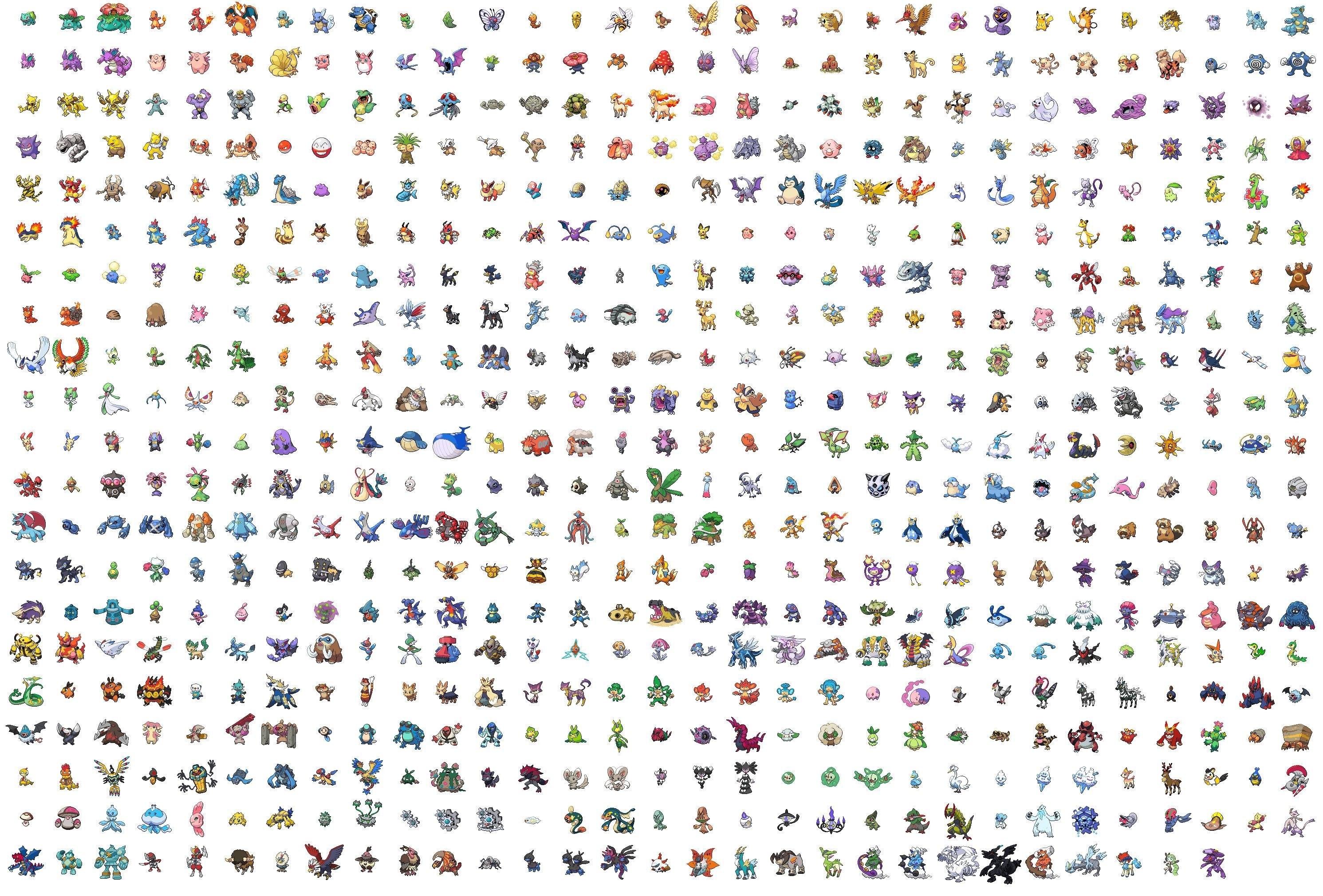 All Pokémon from Generation I to VIII