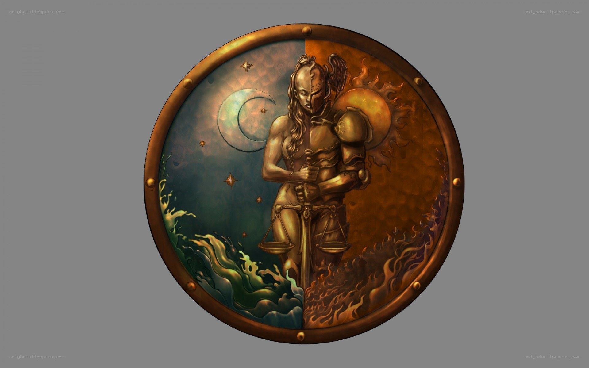 allegorical shield with scales