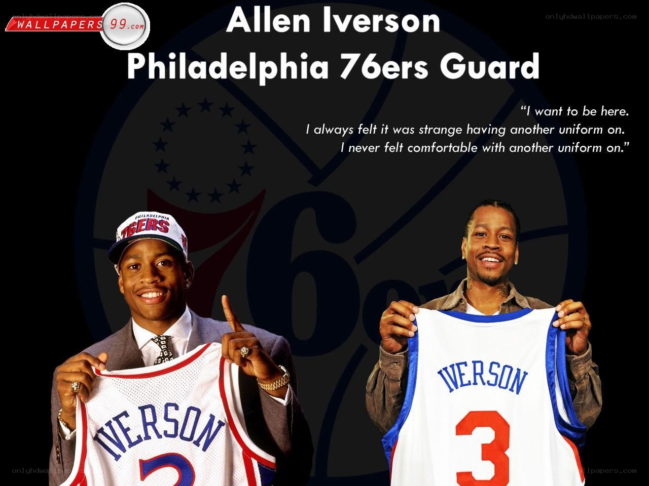 Allen Iverson with jerseys