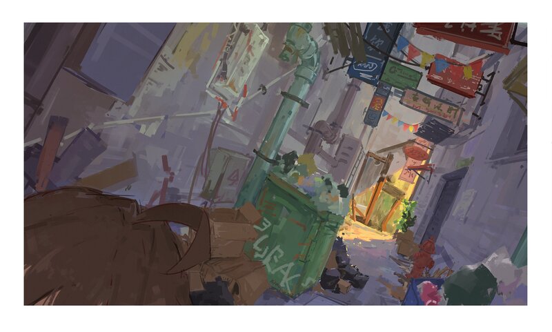 Alley with Trash Bins